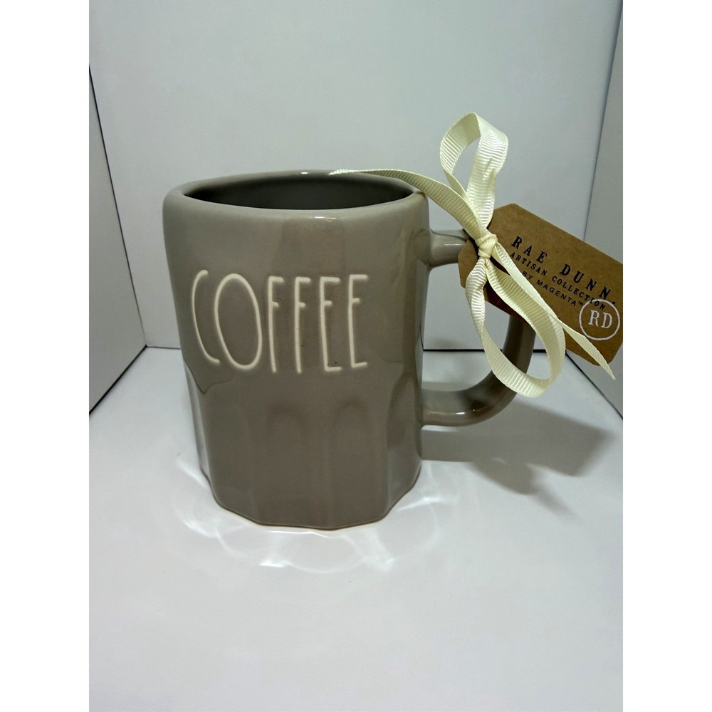 Rae Dunn Gray Coffee Mug "Coffee" with Concave Scalloped Detailing on Bottom NWT